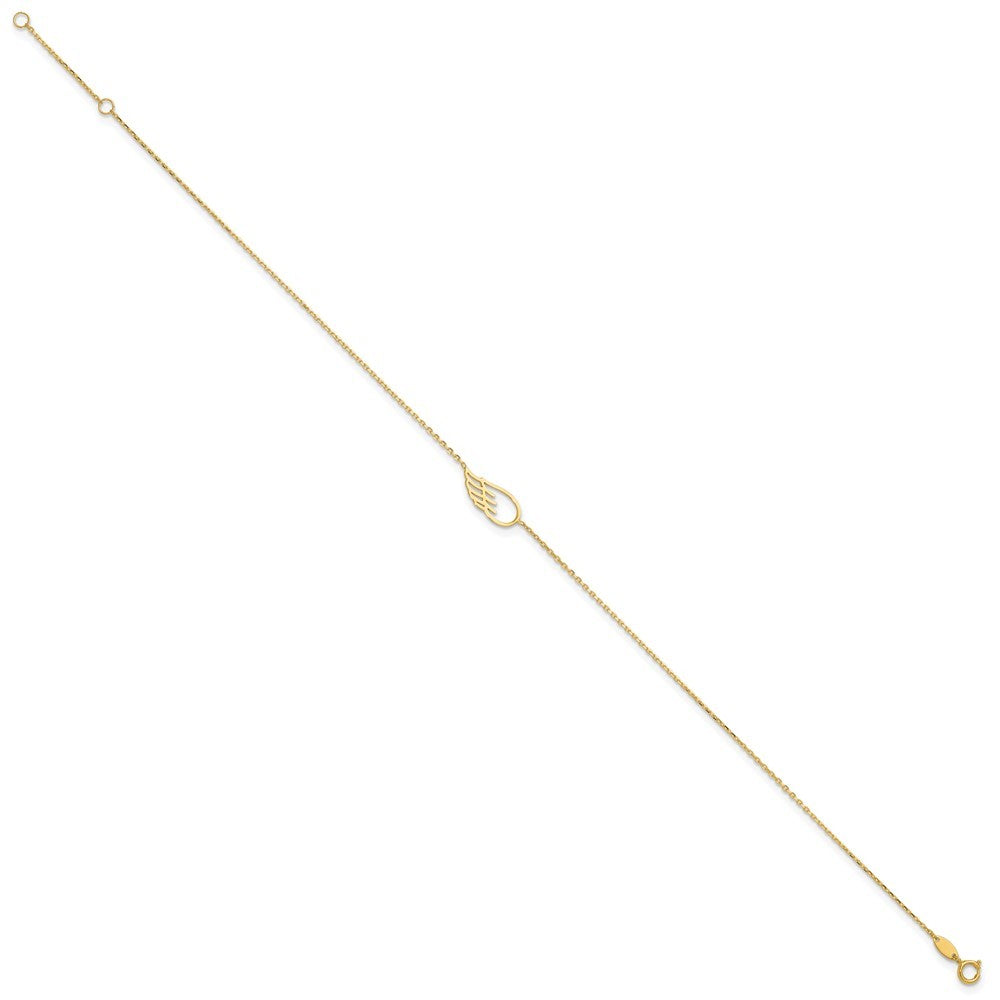 14k Yellow Gold Cut-out Wing 10 inch Plus 1 inch Extender - Total 11 inch Anklet