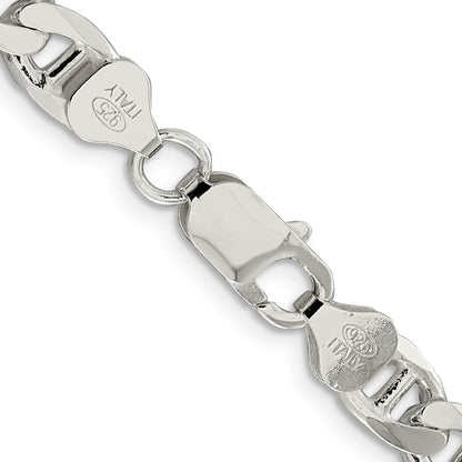 Sterling Silver 7.4mm Diamond-Cut Flat Anchor Curb Chain Necklace