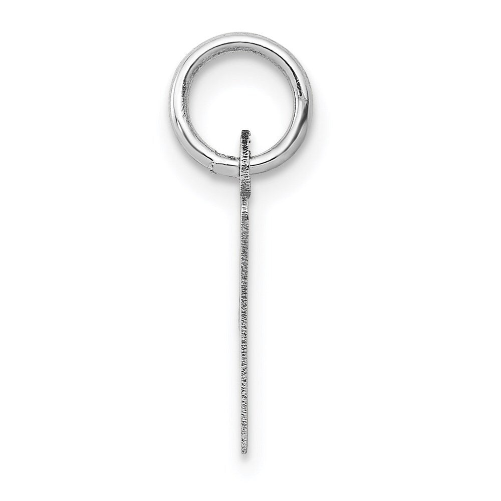 14k White Gold Small Slanted Block Letter V Initial Charm Pendant for Women