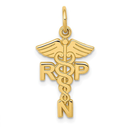 14k Yellow Gold Registered Nurse Practitioner Charm Pendant for Women