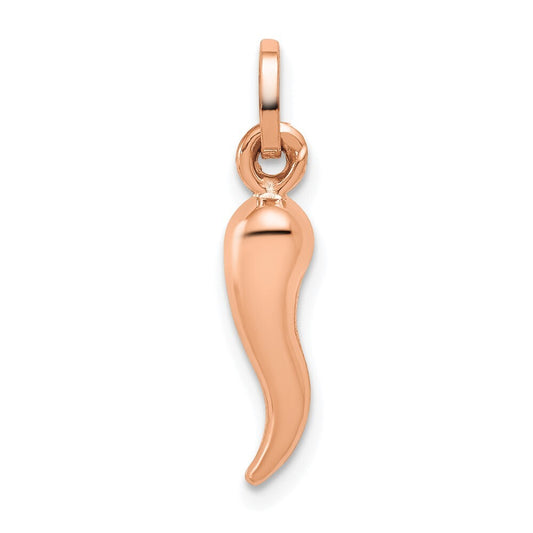 14k Rose Gold Hollow Italian Horn Charm Pendant for Women