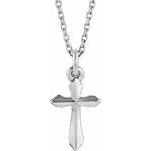 14k White Gold Cross Pendant Necklace 18"