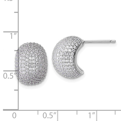 Sterling Silver Rhodium-plated CZ Pave Polished Earrings