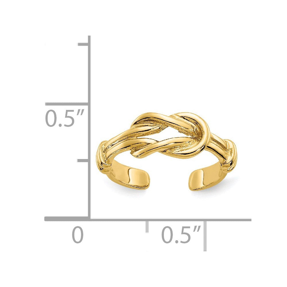 14k Yellow Gold Love Knot Toe Ring