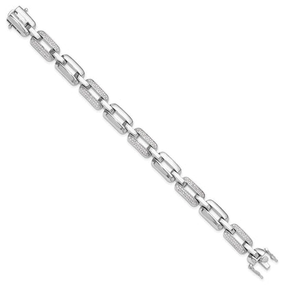 Sterling Silver Rhodium-plated with CZ Open Link 7.25in Bracelet