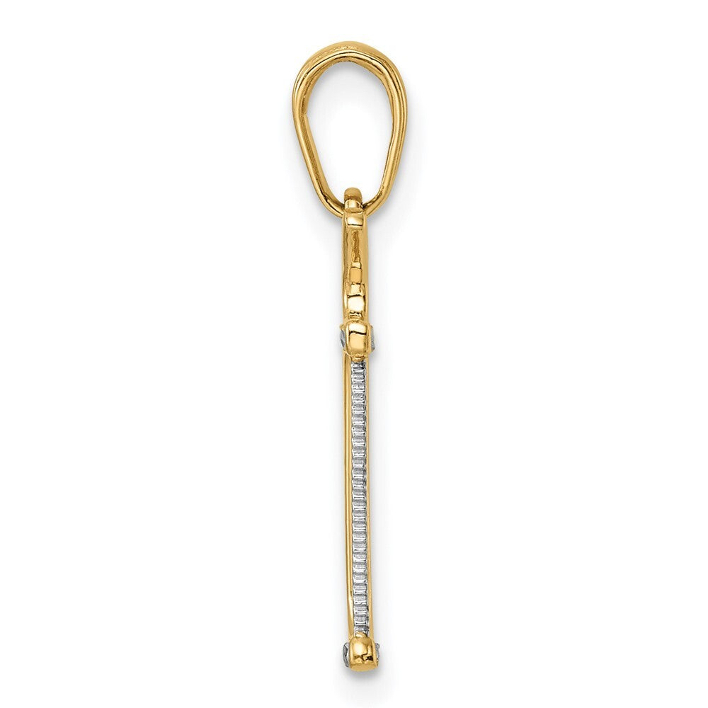 14k Yellow Gold and White Rhodium Diamond-Cut Hacksaw Pendant for Women