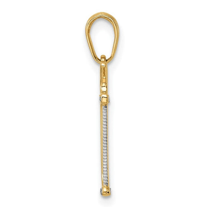 14k Yellow Gold and White Rhodium Diamond-Cut Hacksaw Pendant for Women