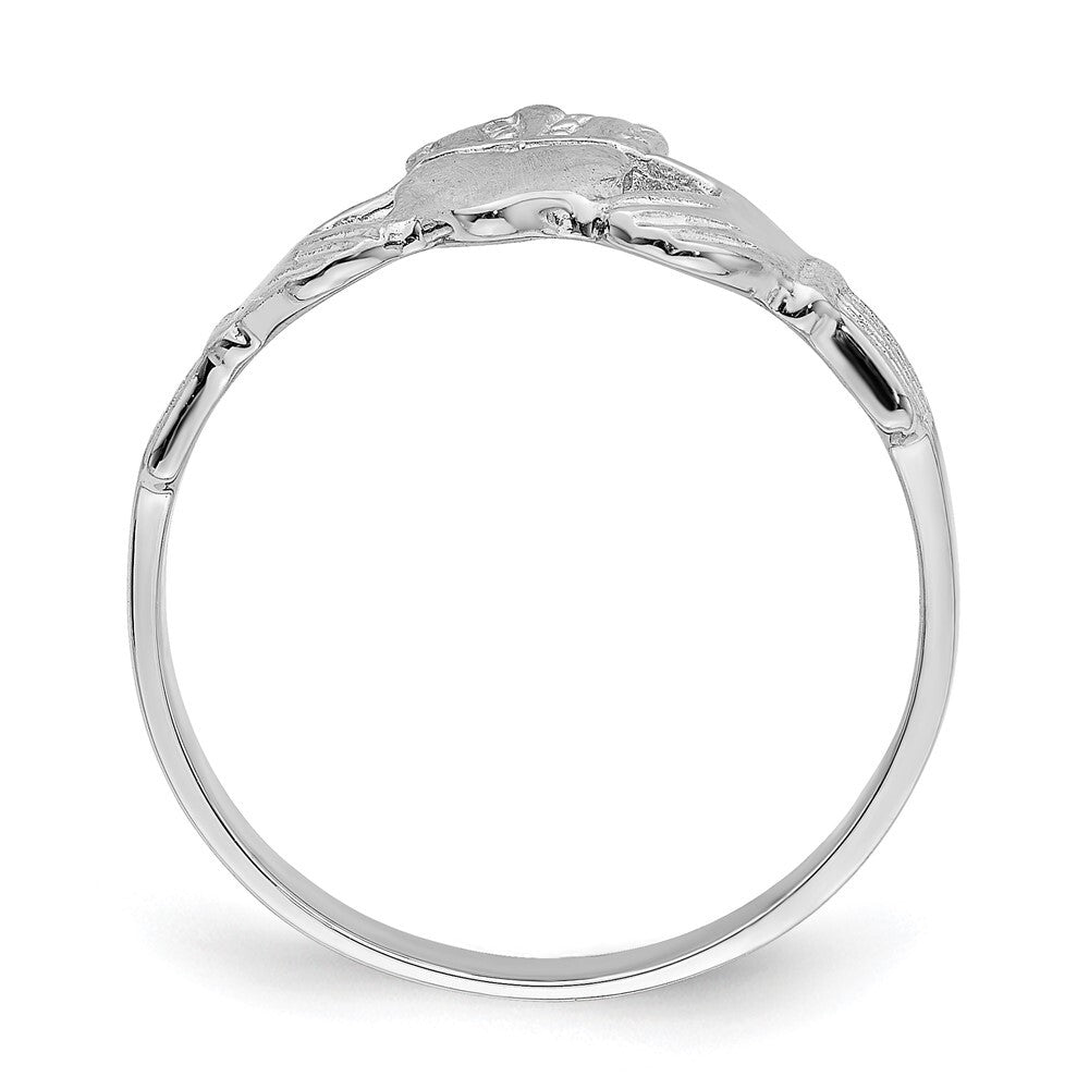 14k White Gold Claddagh Ring Size 7