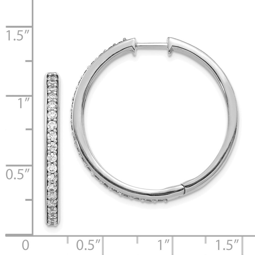 14k White Gold Diamond Hinged Hoop Earrings