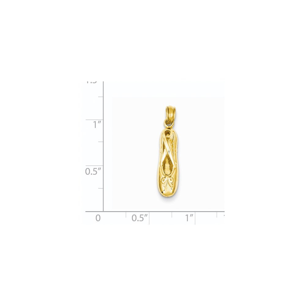 14k Yellow Gold 3-D Ballet Slipper Pendant for Women