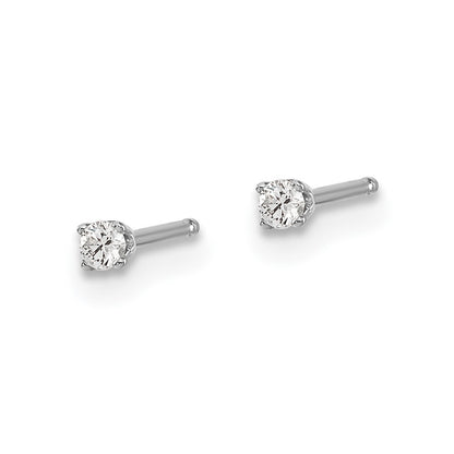 14K White Gold .05ct I2 K-L Diamond Stud Push-on Earrings