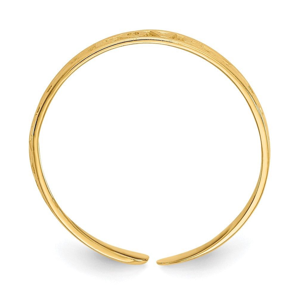 14k Yellow Gold Polished LOVE and Hearts Toe Ring