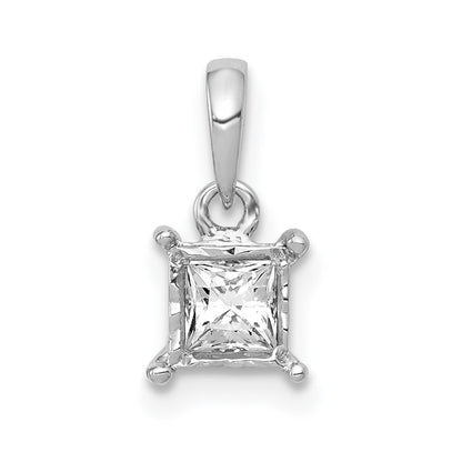 14k White Gold 1/5ct. Diamond Square Pendant for Women