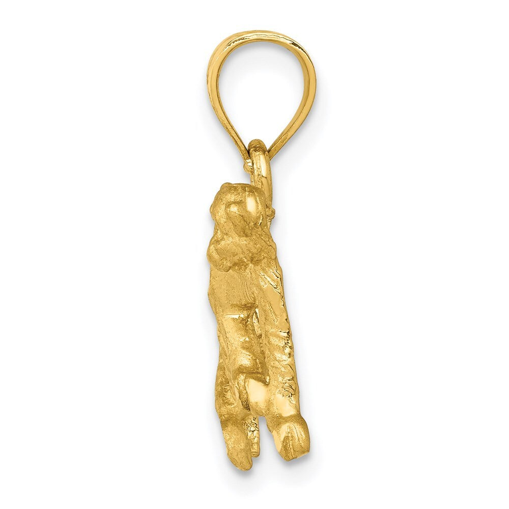 14k Yellow Gold Diamond-cut Monkey Pendant for Women