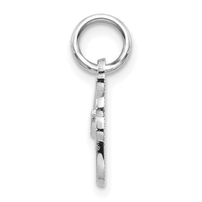 14k White Gold Casted Script Letter F Initial Charm Pendant for Women