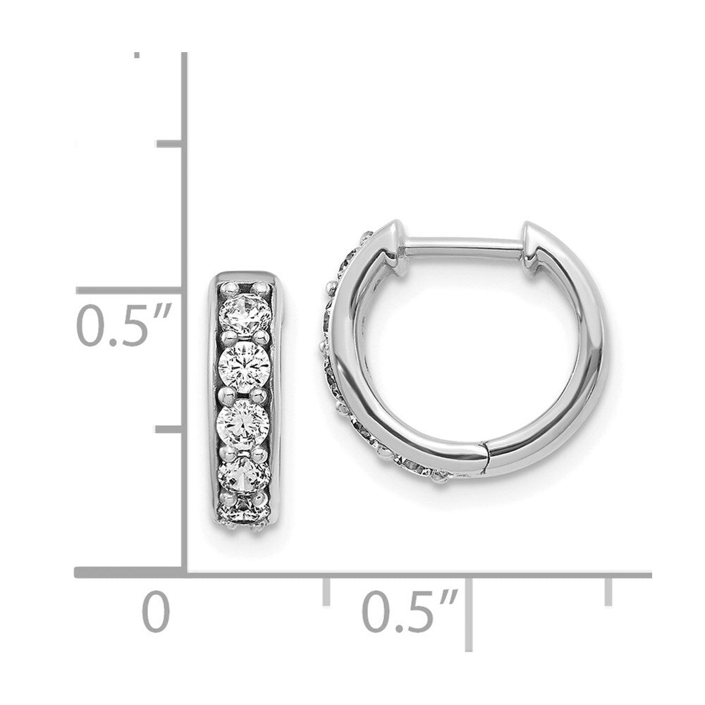 14k White Gold Diamond Hinged Hoop Earrings