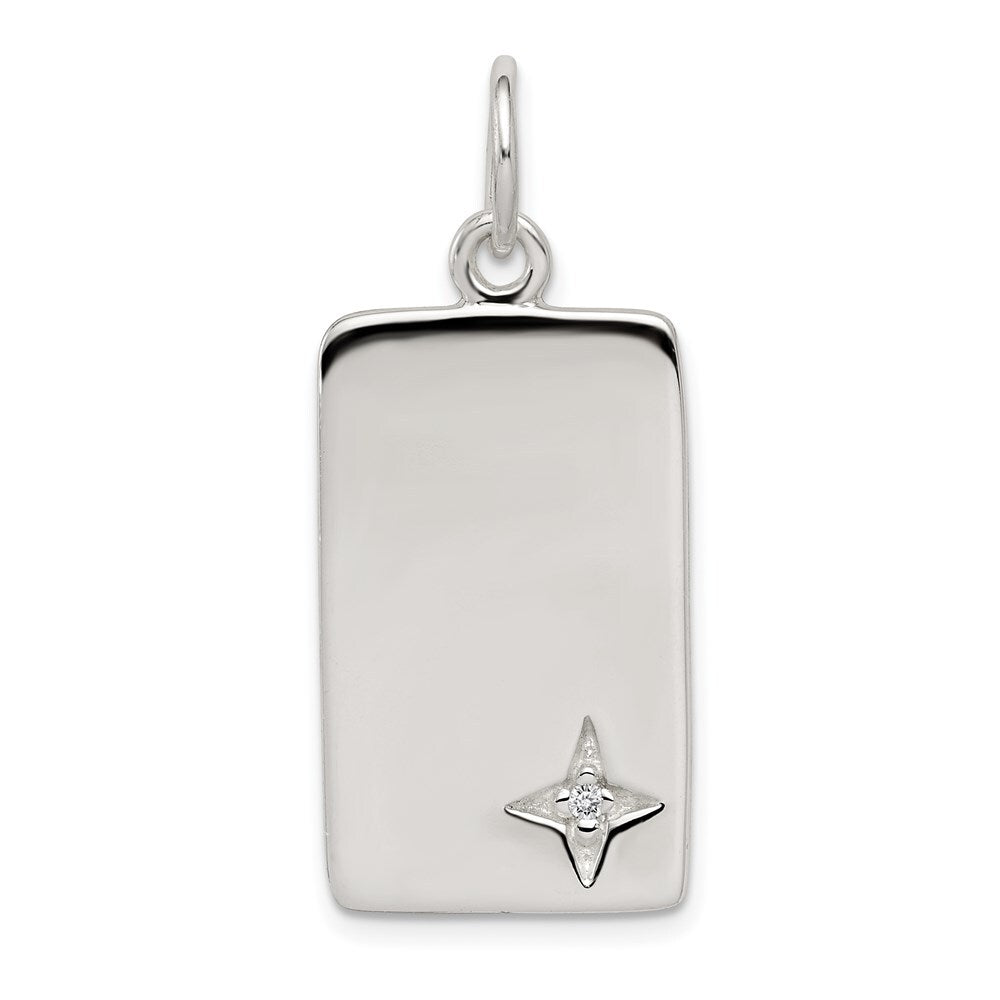 Sterling Silver Cubic Zirconia Polished Rectangle Charm