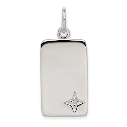 Sterling Silver Cubic Zirconia Polished Rectangle Charm