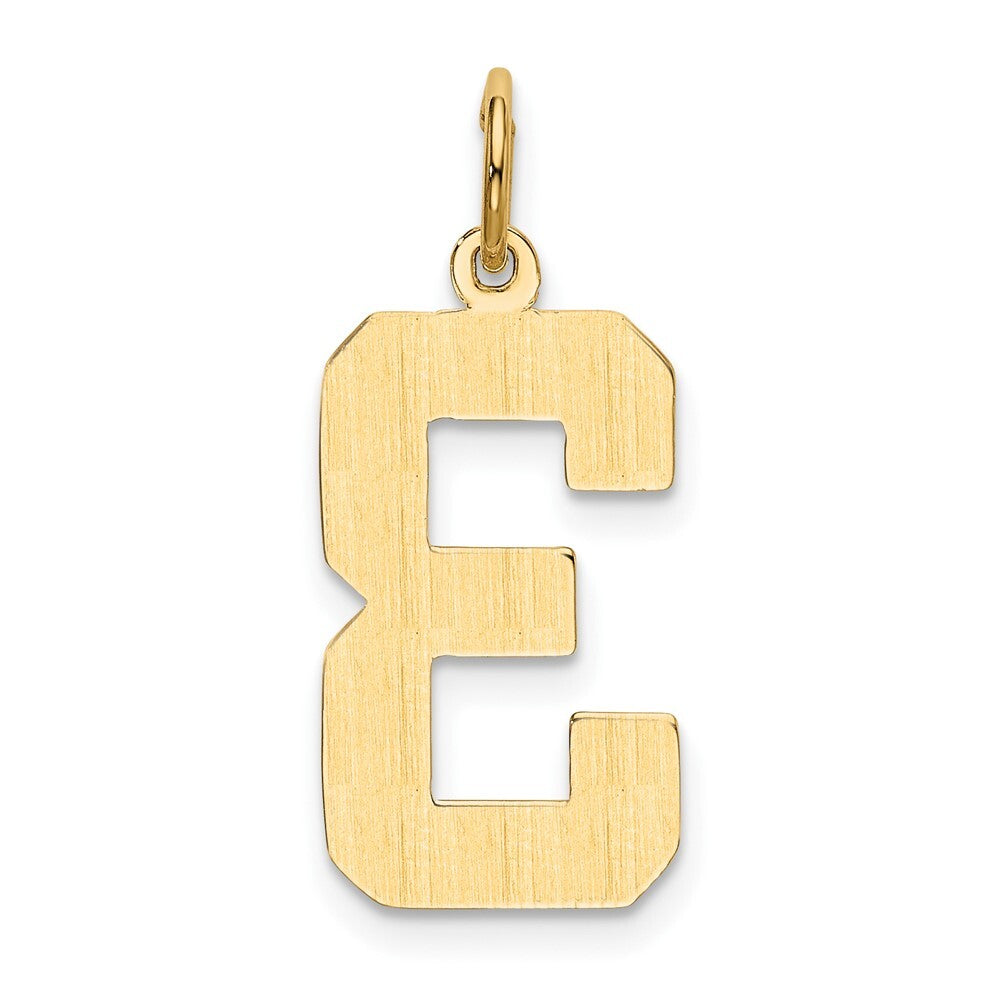 14k Yellow Gold Large Polished Number 3 Charm Pendant for Women