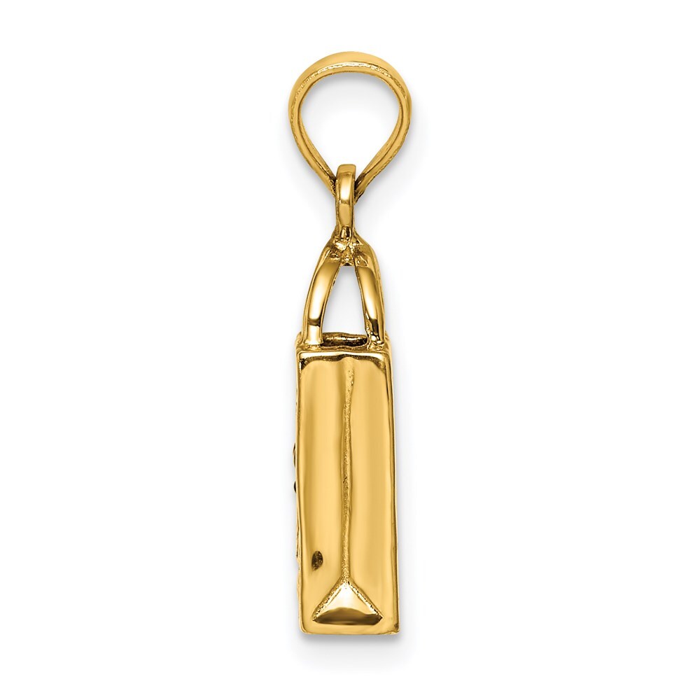 14k Yellow Gold 3-D Enameled Jack-o-Lantern Trick or Treat Bag Charm Pendant