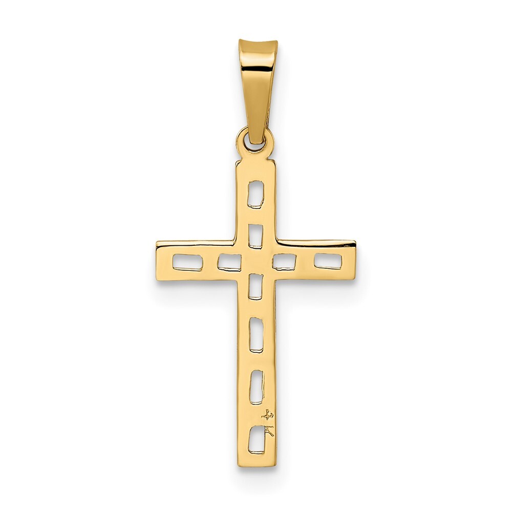 14k Yellow Gold Polished Solid Cross Pendant for Women