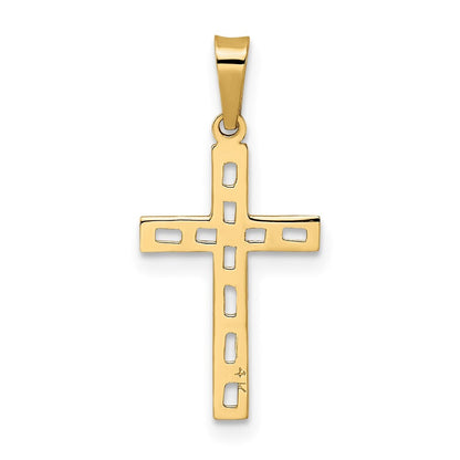 14k Yellow Gold Polished Solid Cross Pendant for Women