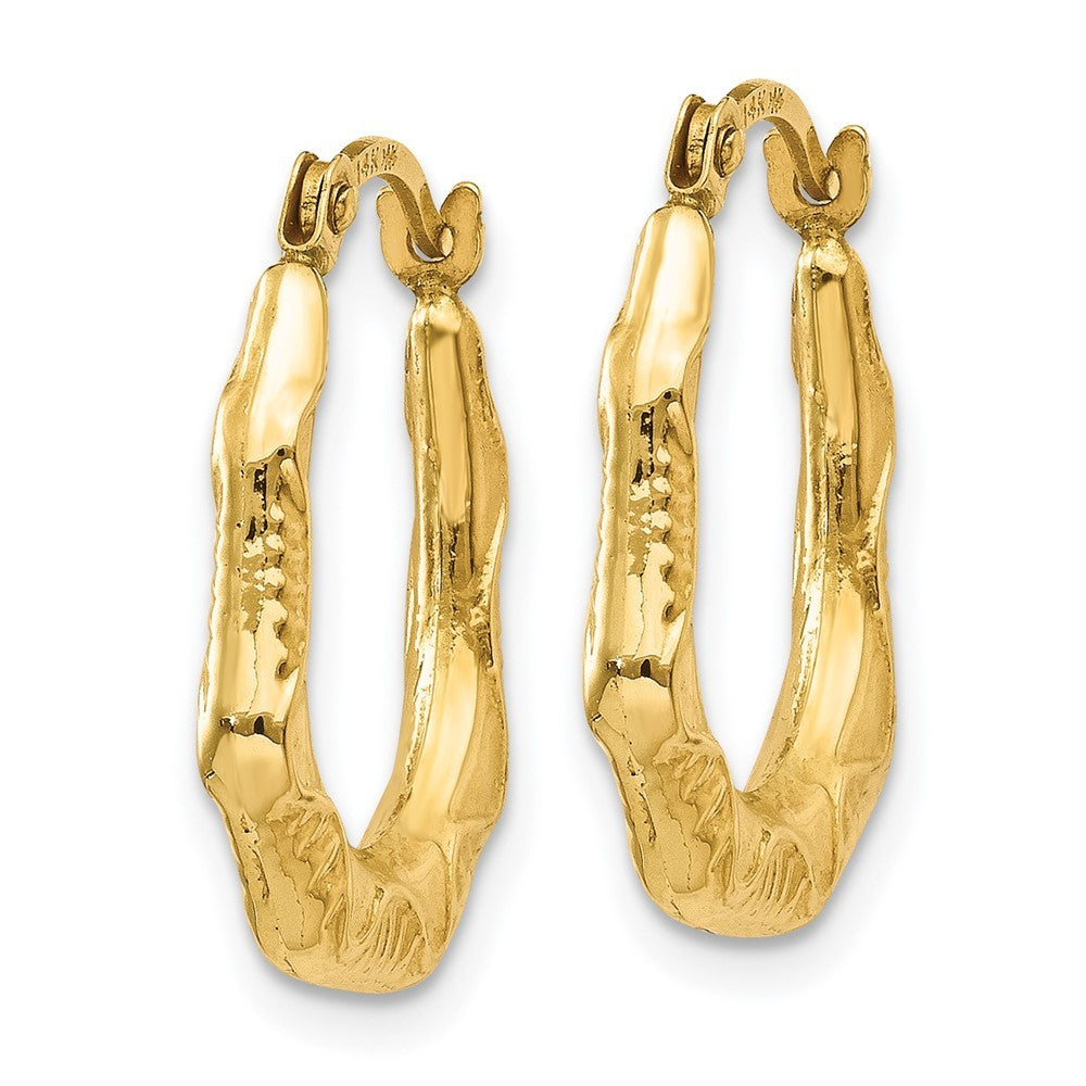 14k Yellow Gold Hollow Oval Hoop Earrings