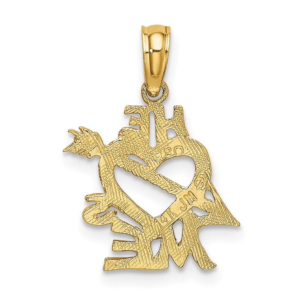 14k Yellow Gold HE LOVES ME Heart Charm