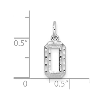 14K White Small Brushed Diamond-cut Number 0 Charm