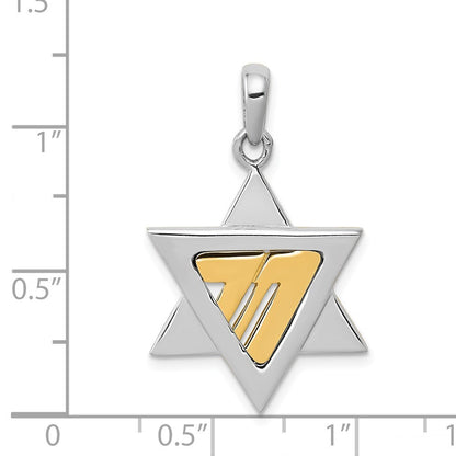 14k Two-tone Gold Star of David Pendant for Women