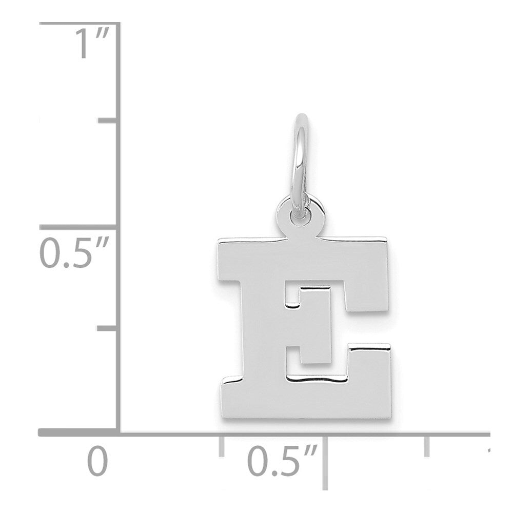 14k White Gold Small Block Letter E Initial Charm Pendant for Women