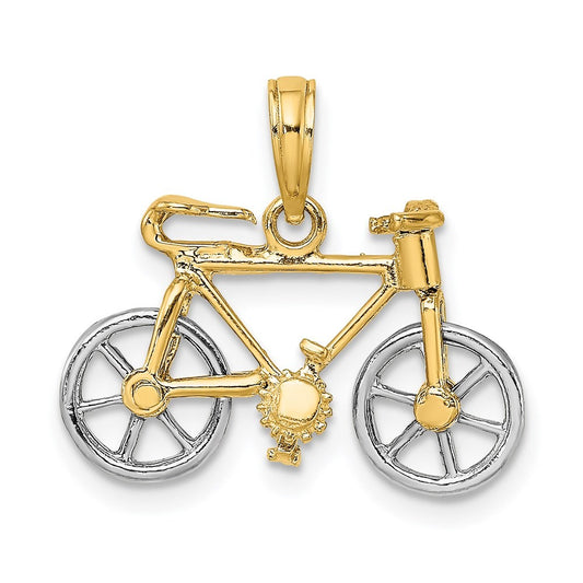 14k Two-tone 3-D Bicycle w/ Moveable Tires Charm