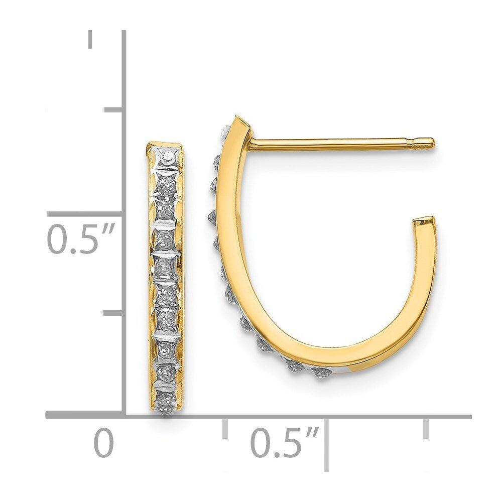 14k Yellow Gold Diamond Fascination J Hoop Earrings Gift for Women