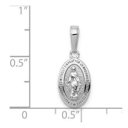14k White Gold Miraculous Medal Charm Pendant for Women