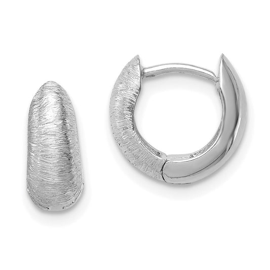 14K White Gold Textured Hoop Earrings Gift for Women
