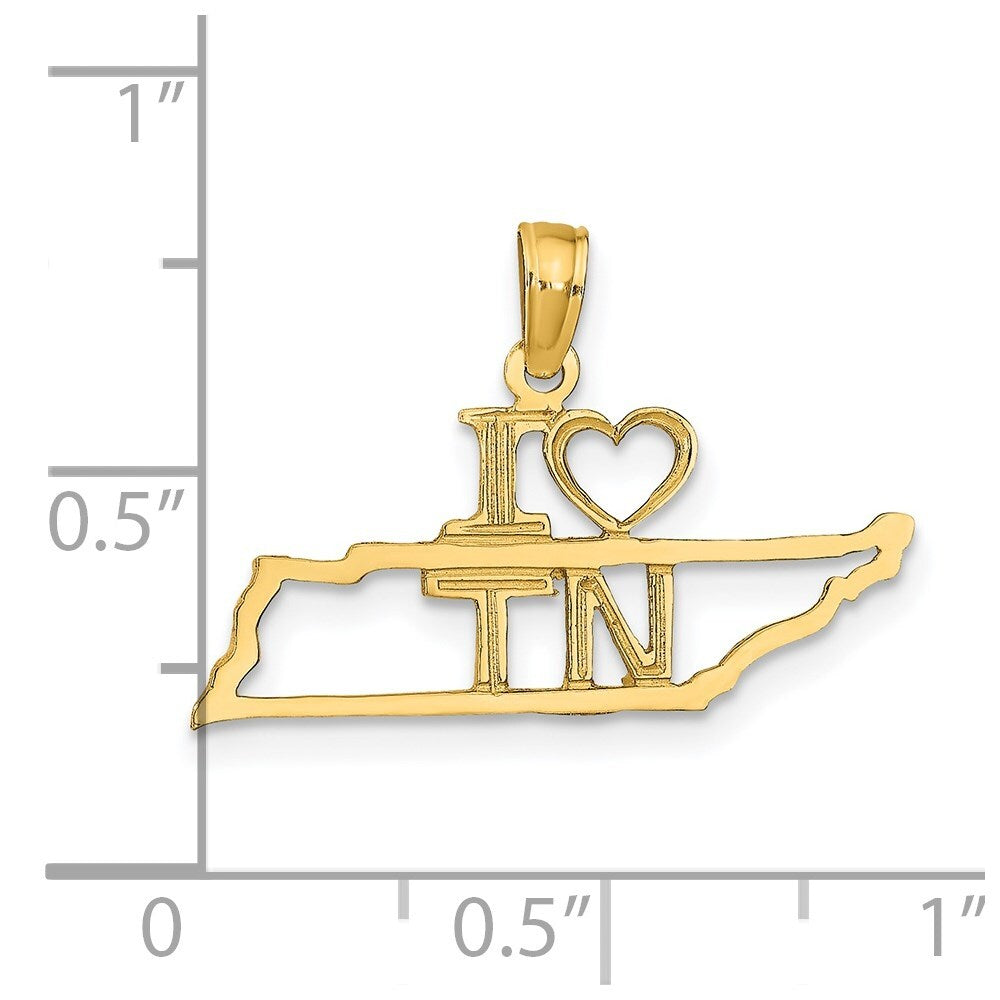 14k Yellow Gold Solid Tennessee State Pendant for Women