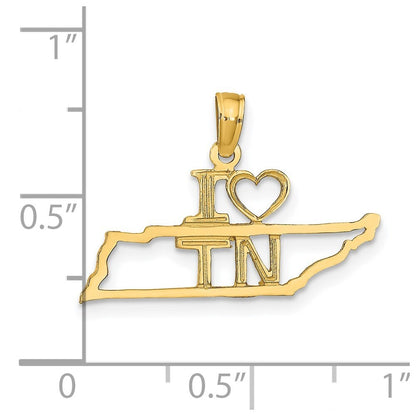 14k Yellow Gold Solid Tennessee State Pendant for Women