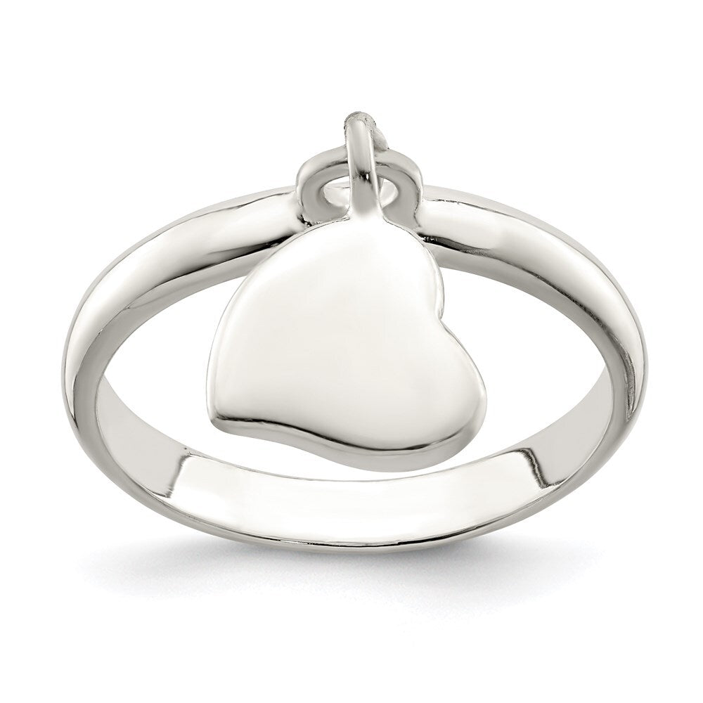Sterling Silver Dangle Heart Ring Size 8