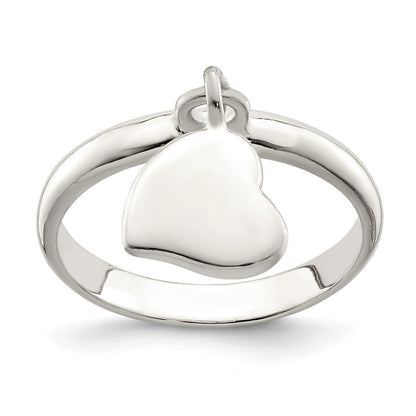 Sterling Silver Dangle Heart Ring Size 8