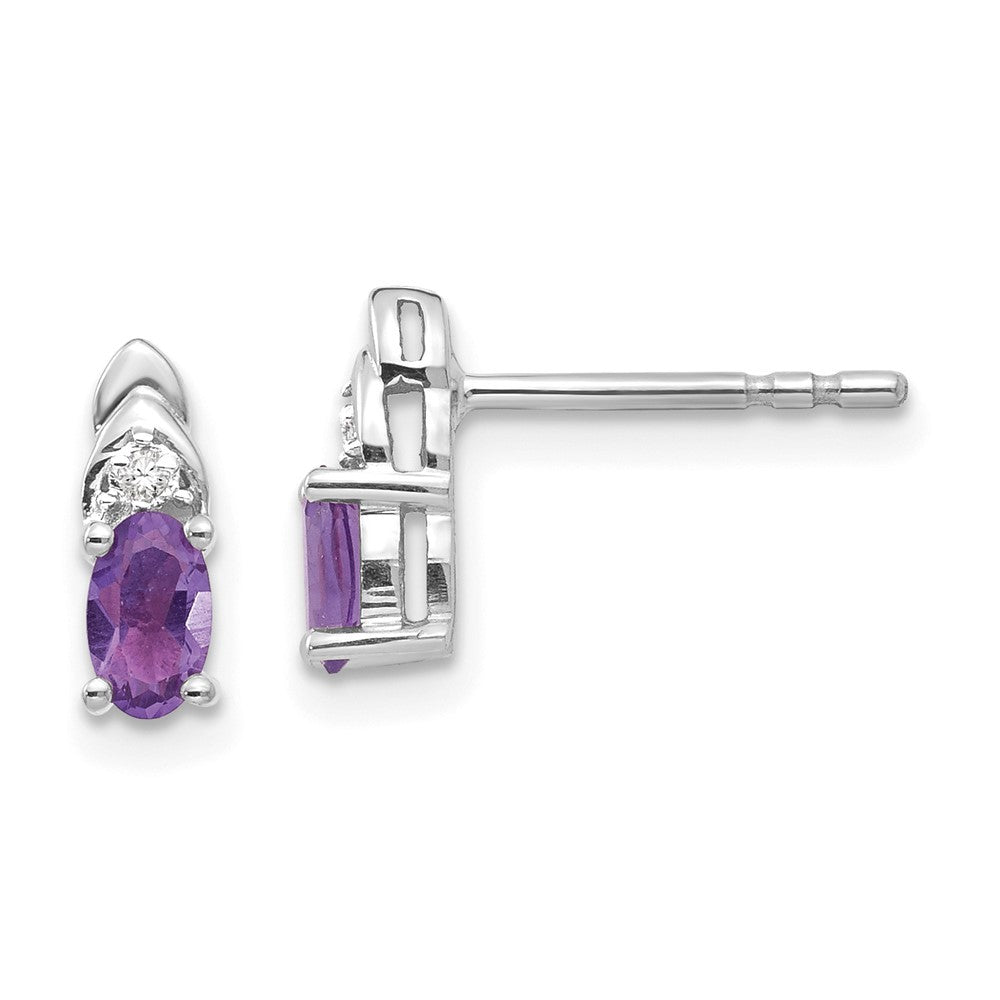 14k White Gold Amethyst and Diamond Earrings
