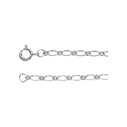 14k White Gold 1.5 mm Figaro 20" Chain Necklace Fine Gift for Women