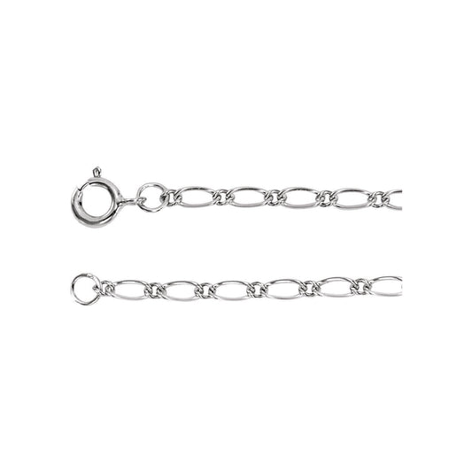 14k White Gold 1.5 mm Figaro 20" Chain Necklace Fine Gift for Women