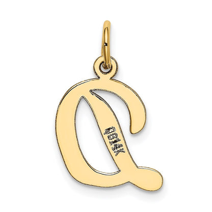 14k Yellow Gold Medium Script Letter D Initial Charm