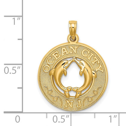 14k Yellow Gold OCEAN CITY, NJ w/ Dolphin Charm