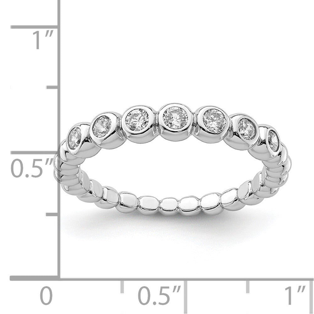 Sterling Silver Rhodium Plated Cubic Zirconia Ring Size 7