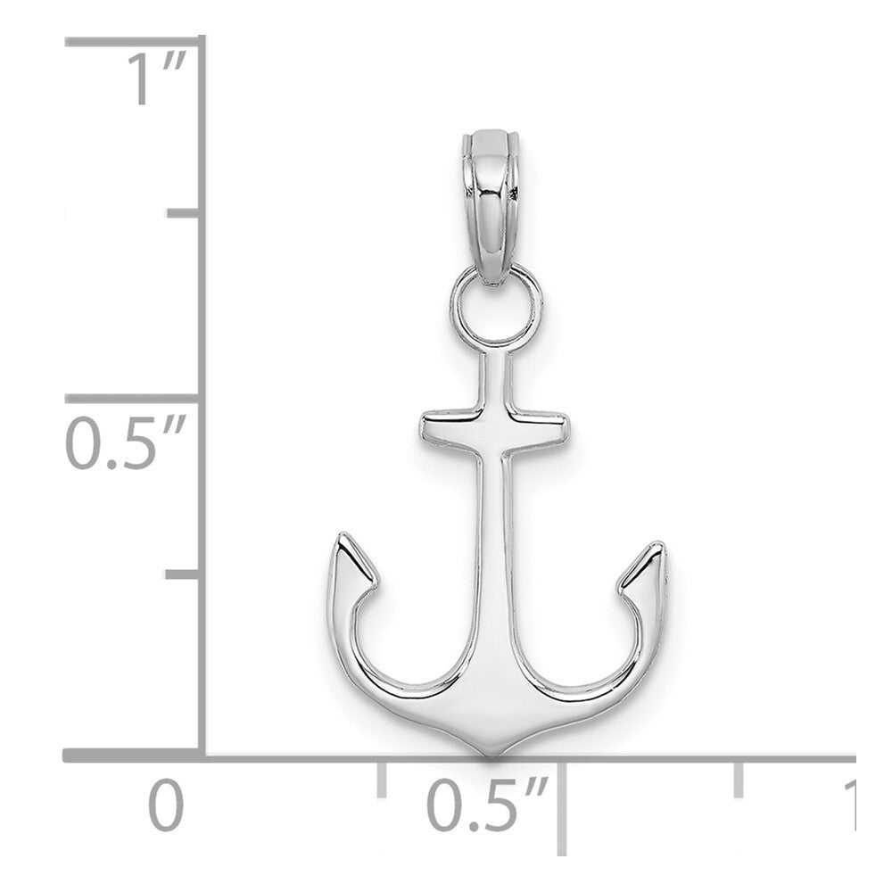 14k White Gold 2-D Polished Anchor Charm Pendant for Women