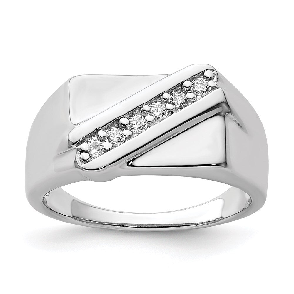 Sterling Silver Rhodium Plated Fancy Cubic Zirconia Ring Size 9
