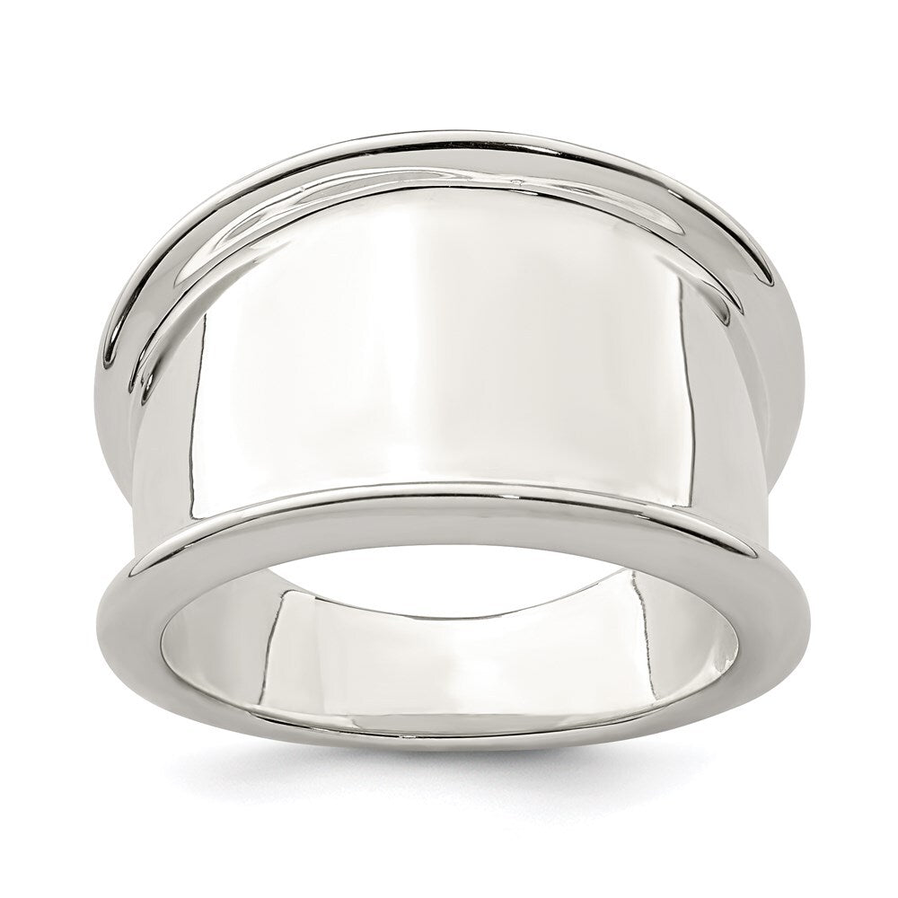 Sterling Silver 15mm Tapered Ring Size 8