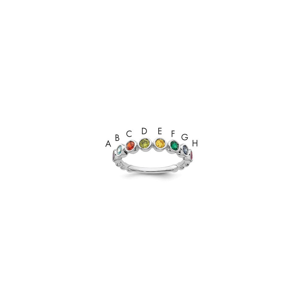 14k White Gold 8 Birthstone Mother's Ring