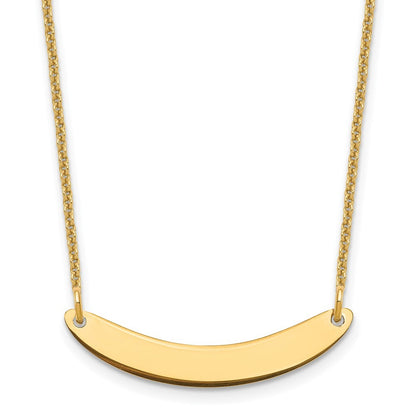 14k Yellow Gold Yellow Gold Small Curved Blank Bar Necklace